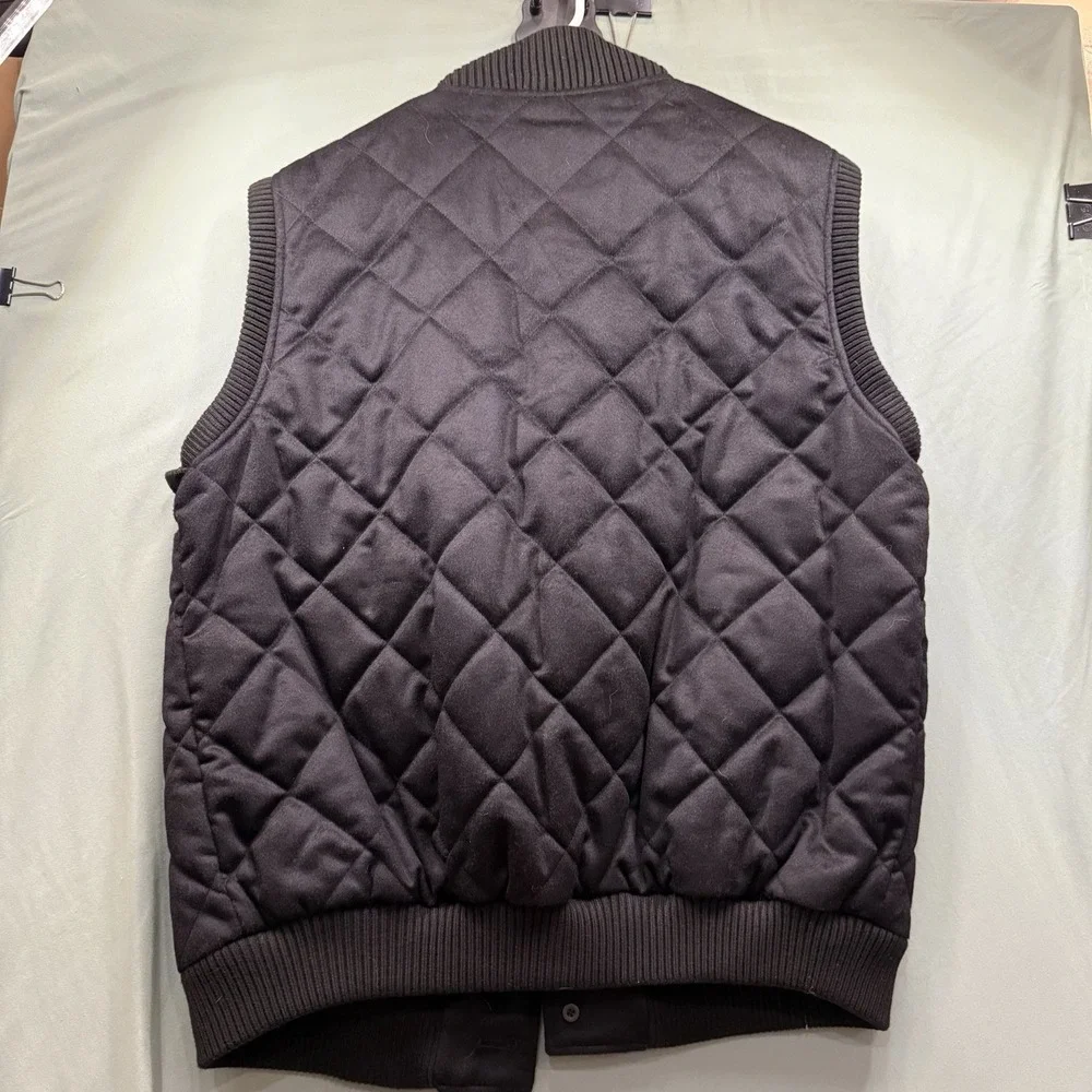 Jos A. Banks Reserve Mens Herringbone Quilted Vest Full Zip Black Size Large